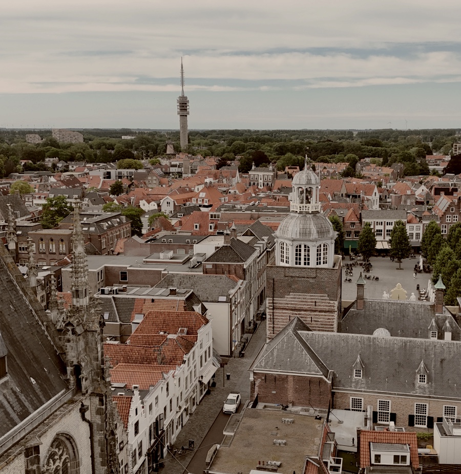 Binnenstad van Goes in zwart-wit